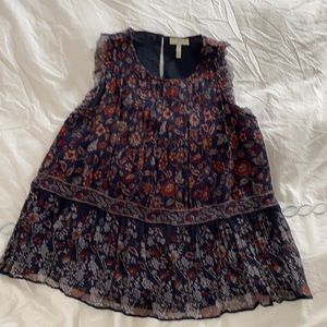 Joie navy floral sleeveless blouse